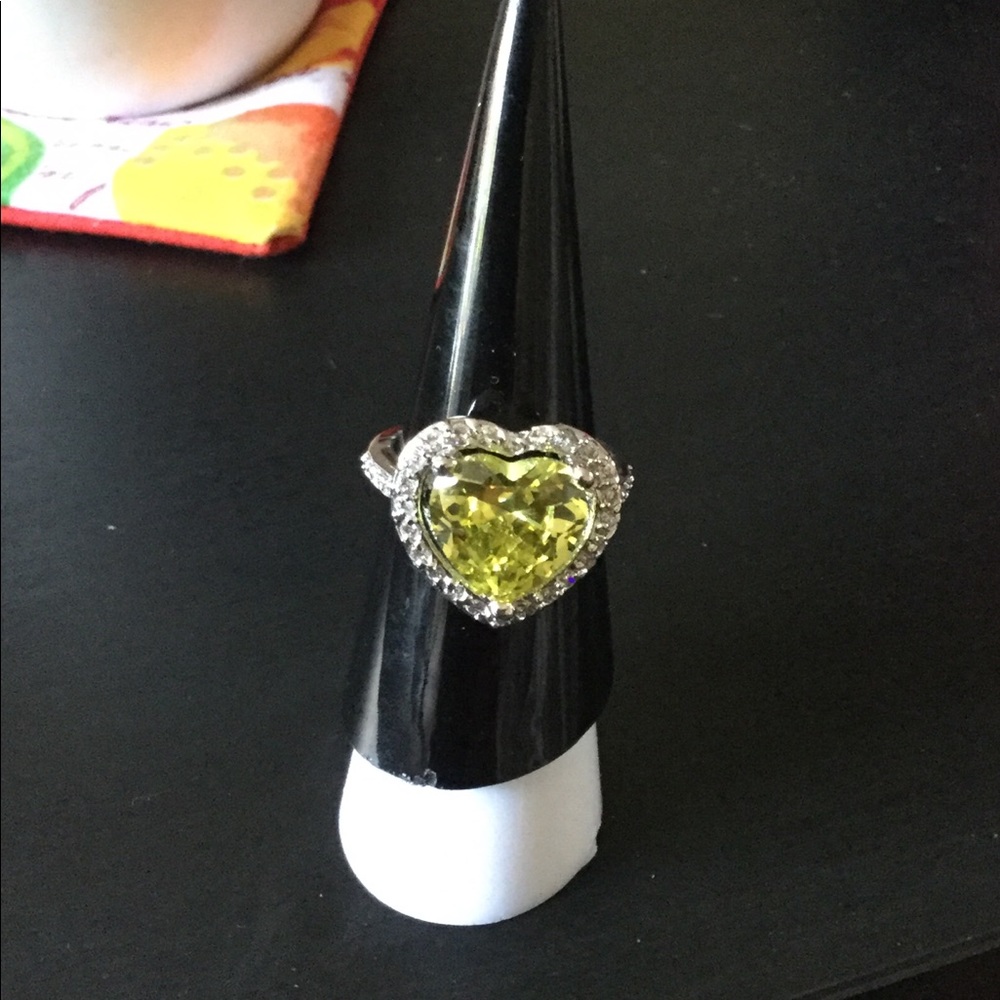 Sterling silver yellow sapphire ring